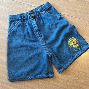 Y2K Looney Tunes Tweety Denim Shorts